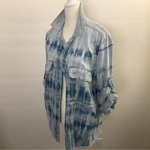 made in USA tie die  blue shirt